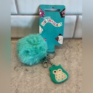 Squishmallows Winston Keychain with Pompom Bag Charm Key Ring Clip
